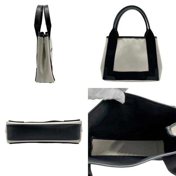 BALENCIAGA Handbag Navy Cabas XS Canvas Leather Black x Ivory Women's 390346 ... - Picture 2 of 5